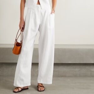NWT FAITHFULL THE BRAND El Toro pleated linen straight-leg pants